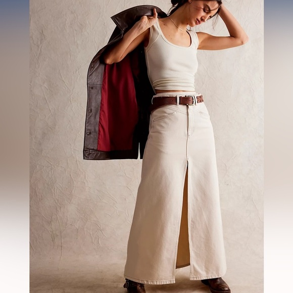 Free People We The Free Come As You Are Denim Maxi Skirt Size 14 NWT - Picture 1 of 7